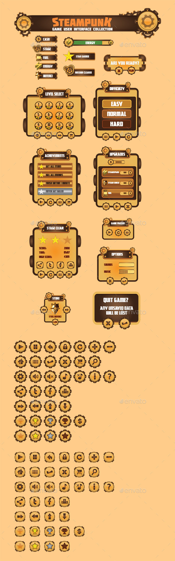 GraphicRiver Steam Punk Game User Interface Set 10920467 GraphicRiver Steam Punk Game User Interface Set 10920467