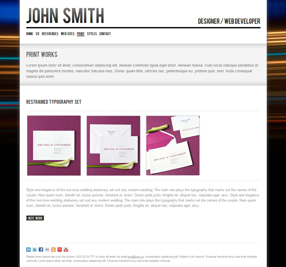 john smith  personal cv  portfolio website template by odincov