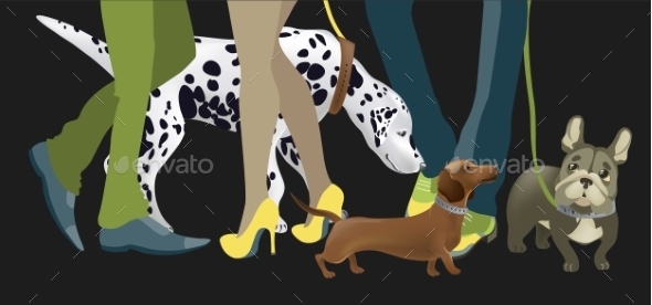 GraphicRiver Dogs with Owners 10922839 GraphicRiver Dogs with Owners 10922839