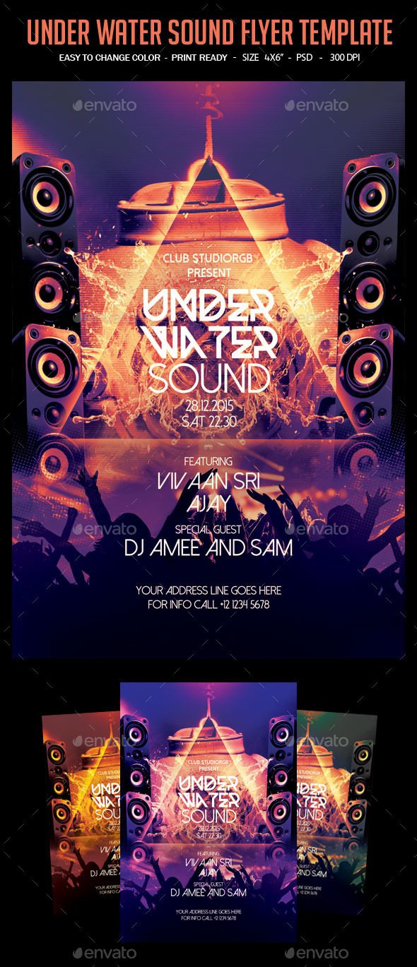 GraphicRiver Under Water Sound Flyer Template 10923680 GraphicRiver Under Water Sound Flyer Template 10923680