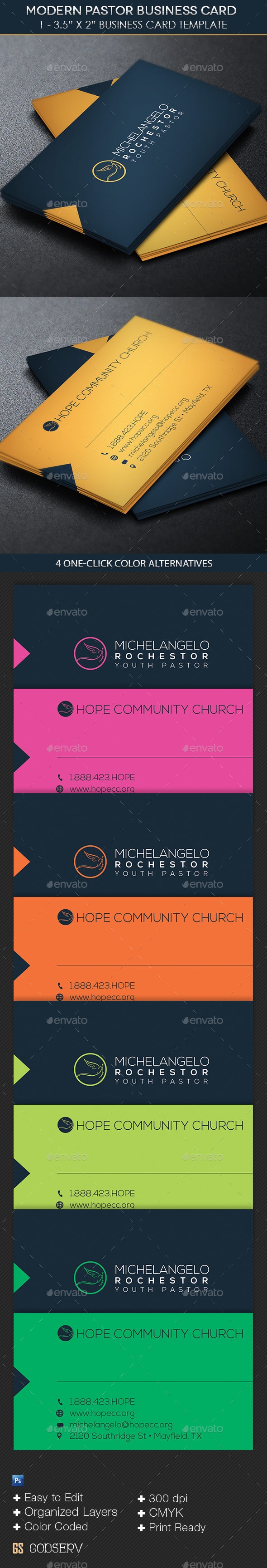 Modern Pastor Business Card Template