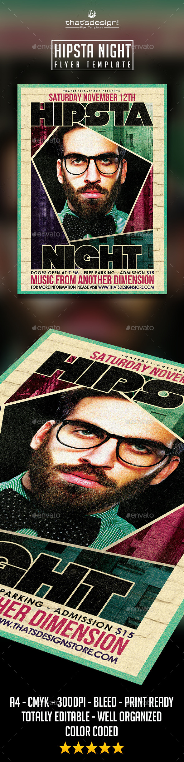 Hipsta Night Flyer Poster Template (Clubs & Parties)