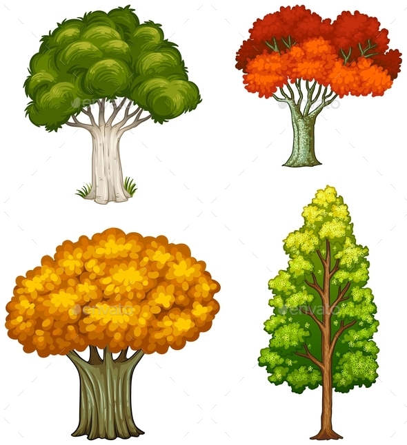 GraphicRiver Four Trees with Different Colors 10925333 GraphicRiver Four Trees with Different Colors 10925333