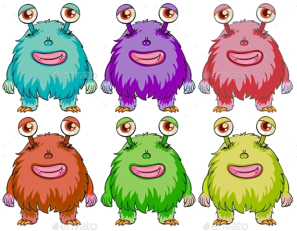 GraphicRiver Six Colourful Monsters 10925423 GraphicRiver Six Colourful Monsters 10925423
