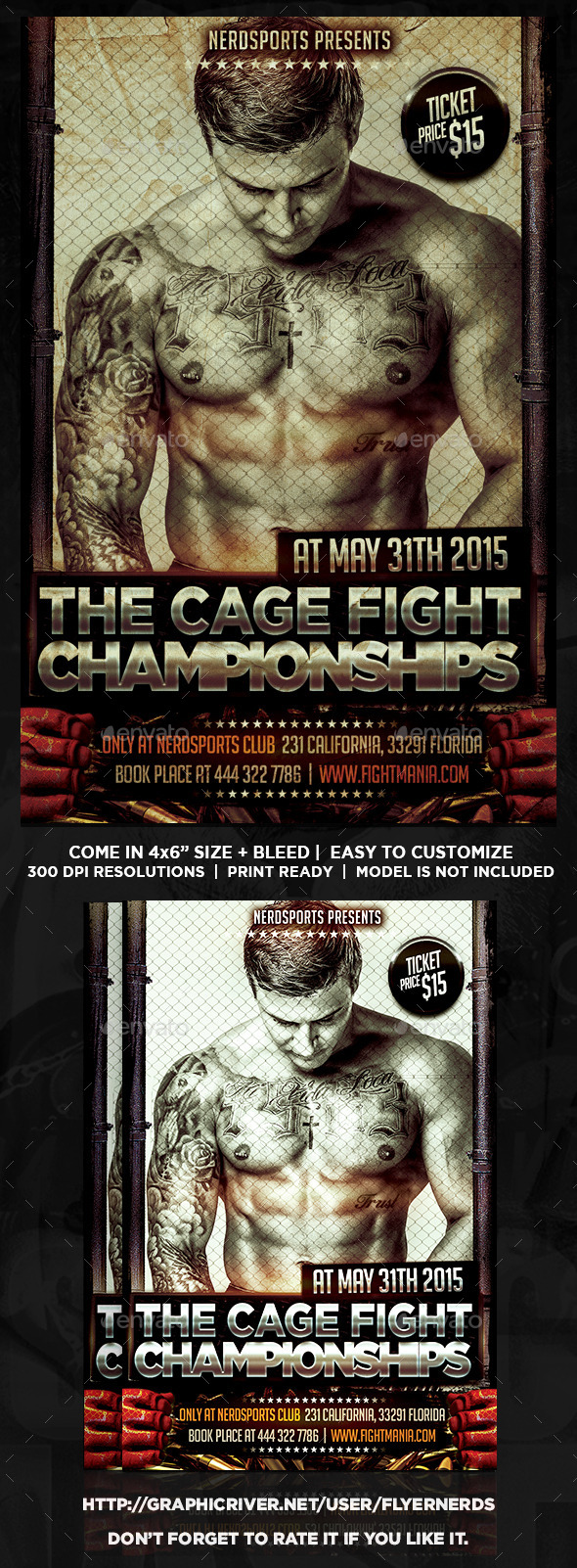 The Cage Fight Championship Sports Flyer (Sports)