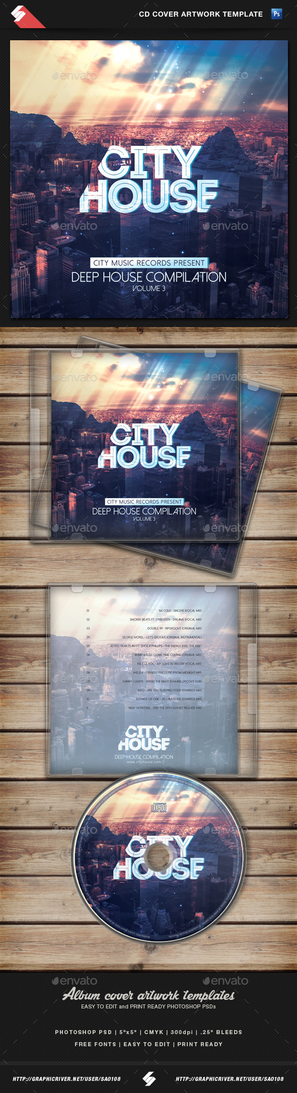 City House - CD Cover Artwork Template (CD & DVD Artwork)