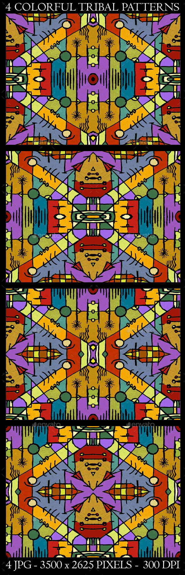 GraphicRiver 4 Colorful Tribal Background Patterns 10928324 GraphicRiver 4 Colorful Tribal Background Patterns 10928324