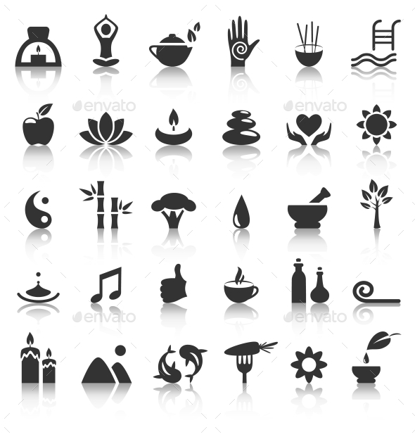 GraphicRiver Spa Yoga Zen Flat Icons with Reflection on White 10928382 GraphicRiver Spa Yoga Zen Flat Icons with Reflection on White 10928382