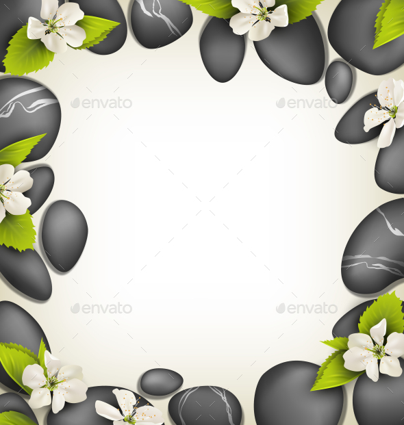 GraphicRiver SPA Stones with Cherry White Flowers like Frame 10928416 GraphicRiver SPA Stones with Cherry White Flowers like Frame 10928416