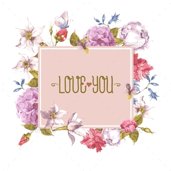 GraphicRiver Watercolor Greeting Card with Blooming Flowers 10930771 GraphicRiver Watercolor Greeting Card with Blooming Flowers 10930771