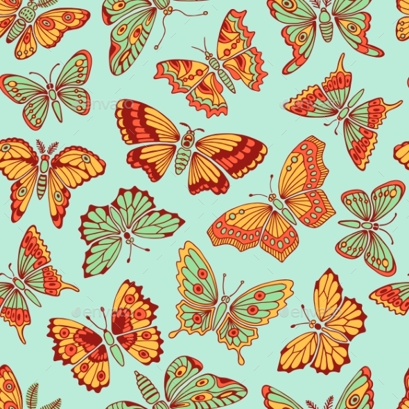 GraphicRiver Seamless Pattern with Decorative Butterflies 10934610 GraphicRiver Seamless Pattern with Decorative Butterflies 10934610