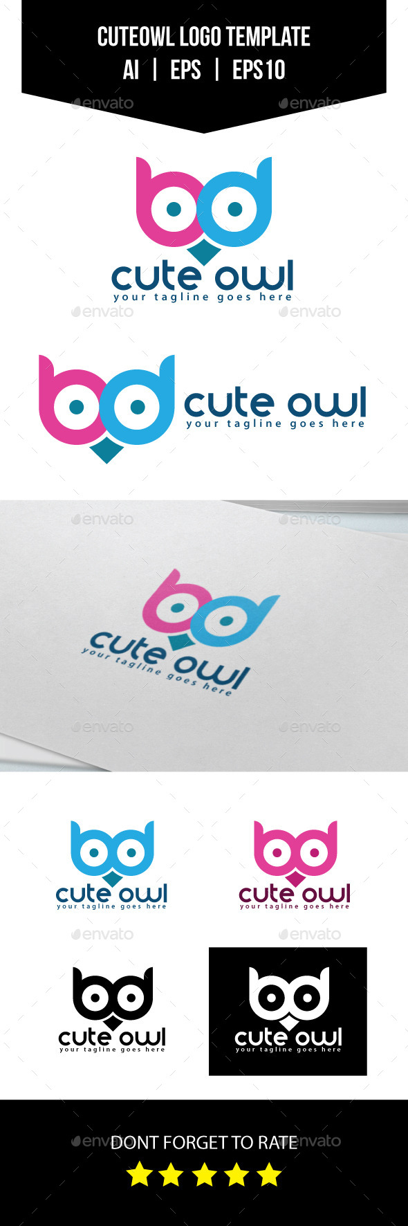 Cute Owl Logo Template (Animals)