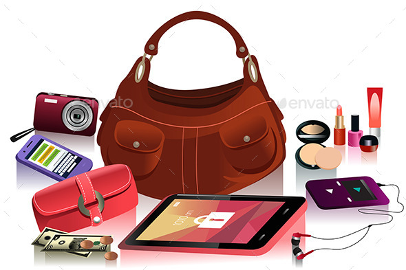 GraphicRiver Modern Female Bag and Accessories 10935620 GraphicRiver Modern Female Bag and Accessories 10935620