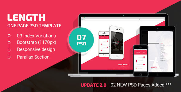 Length | One Page PSD Template