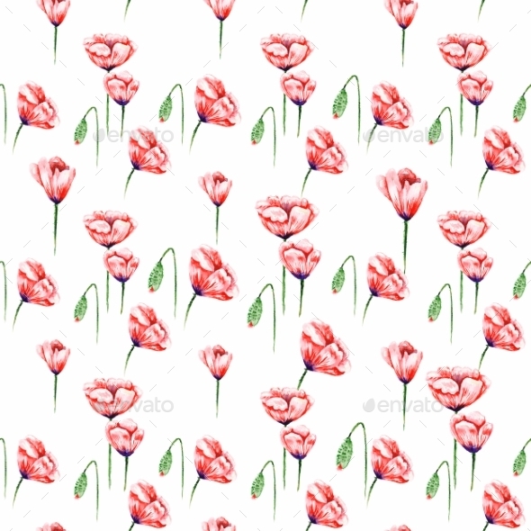 GraphicRiver White Poppy Pattern 10935691 GraphicRiver White Poppy Pattern 10935691
