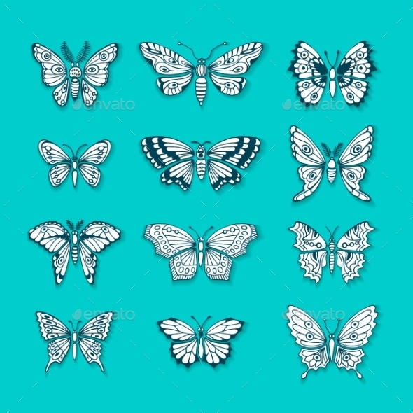 GraphicRiver Set of Butterflies Decorative Isolated Silhouettes 10935791 GraphicRiver Set of Butterflies Decorative Isolated Silhouettes 10935791