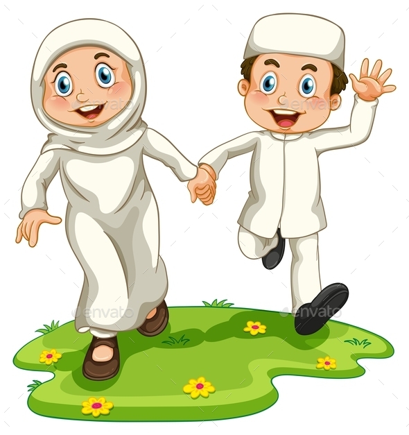 GraphicRiver Muslim Boy and Girl 10935965 GraphicRiver Muslim Boy and Girl 10935965