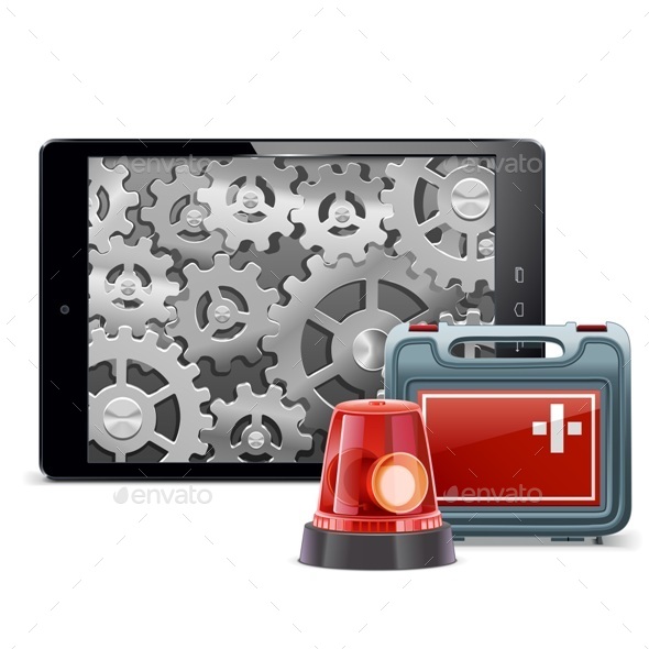 GraphicRiver Tablet PC with Emergency Kit 10936334 GraphicRiver Tablet PC with Emergency Kit 10936334