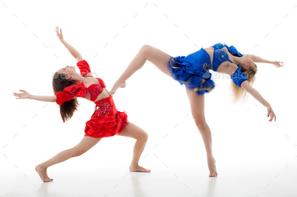 two women dance on a white background (Misc) Photo Download