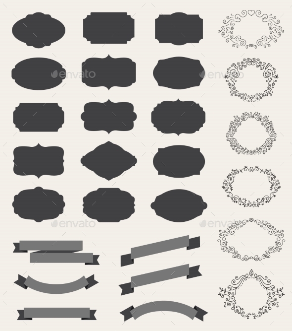 GraphicRiver Set of retro vintage labels blank frames 10936952 GraphicRiver Set of retro vintage labels blank frames 10936952