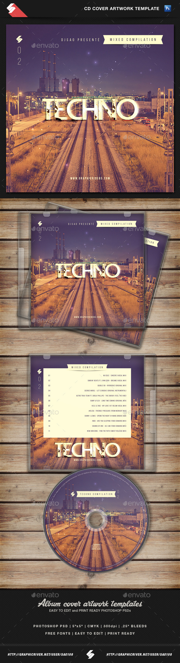 GraphicRiver Techno Mixed Compilation CD Cover Template 10937226 GraphicRiver Techno Mixed Compilation CD Cover Template 10937226
