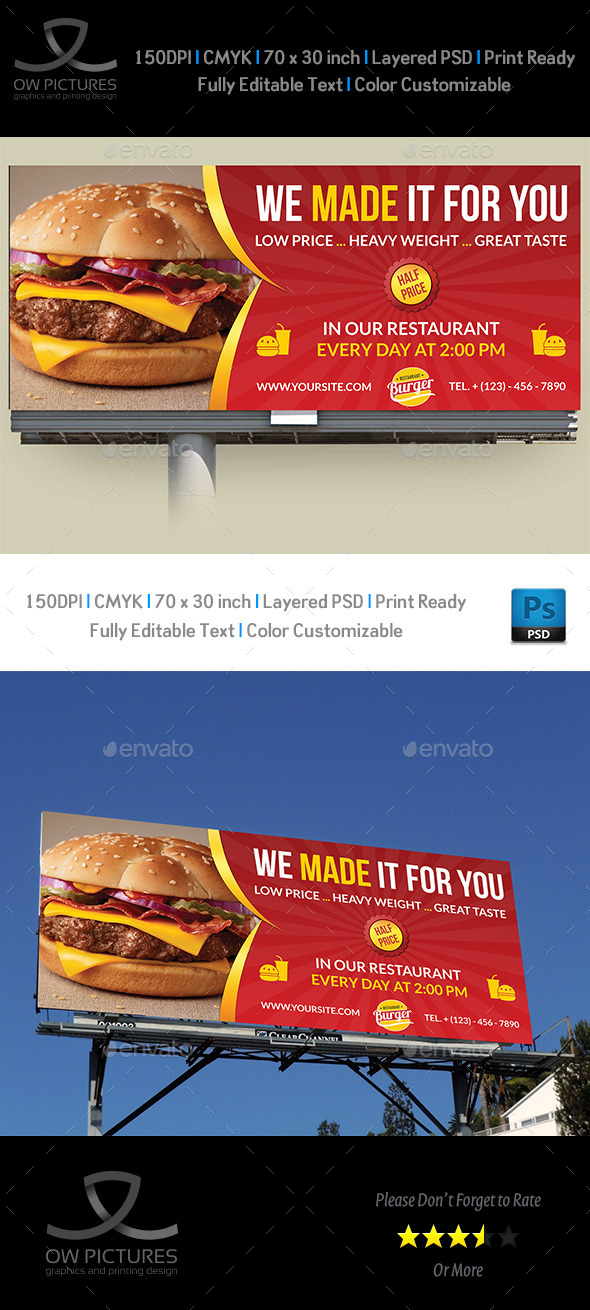 GraphicRiver Burger Restaurant Billboard Template Vol.5 10937766 GraphicRiver Burger Restaurant Billboard Template Vol.5 10937766