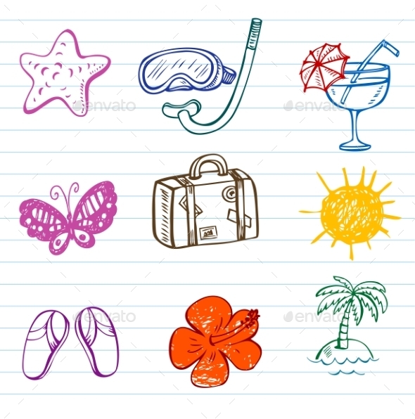 GraphicRiver Summer Doodles 10938254 GraphicRiver Summer Doodles 10938254