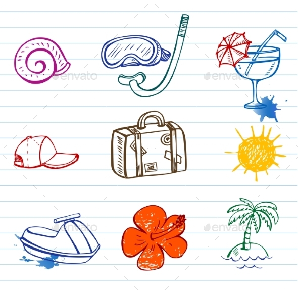 GraphicRiver Summer Doodles 10938287 GraphicRiver Summer Doodles 10938287