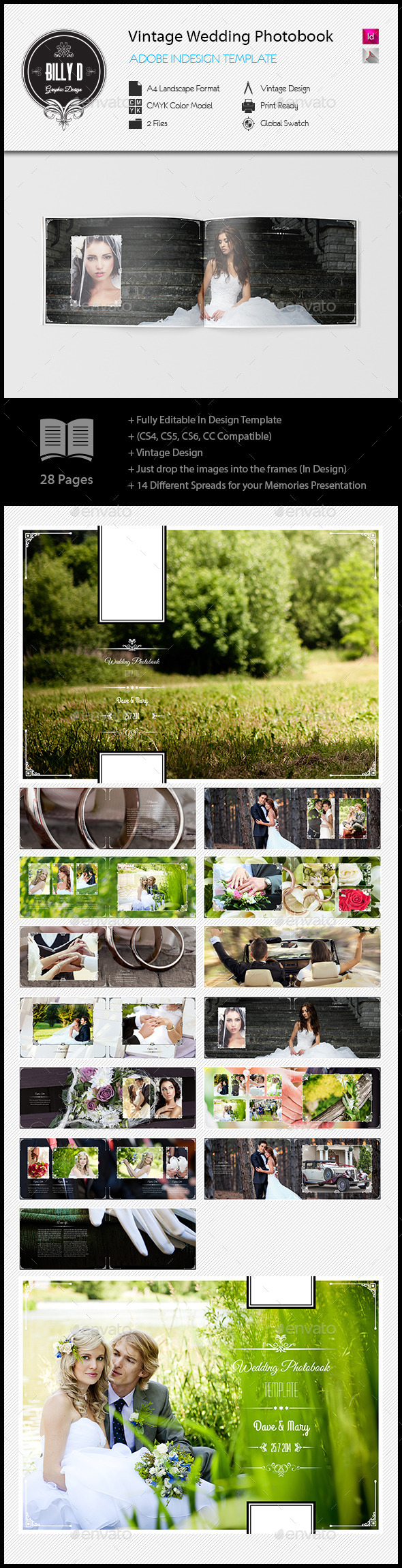 Vintage Wedding Photobook Template (Photo Albums)