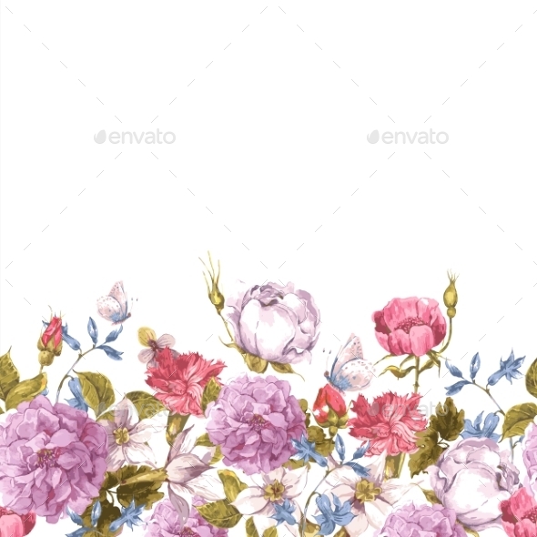 GraphicRiver Floral Seamless Watercolor Border with Roses 10941869 GraphicRiver Floral Seamless Watercolor Border with Roses 10941869