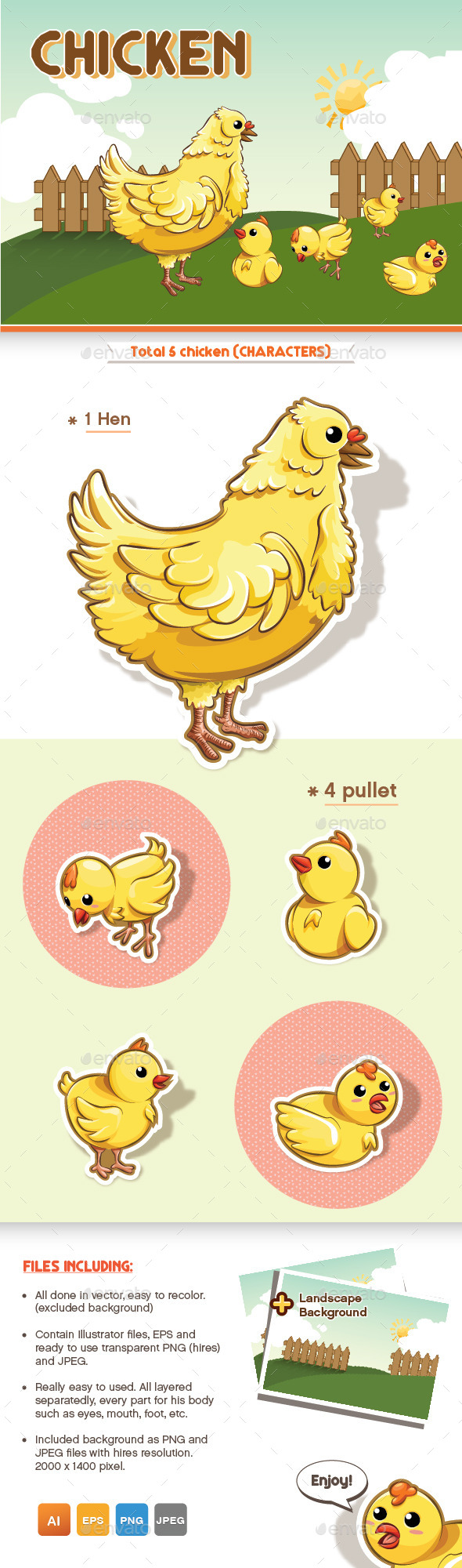 High Detailed Vector Chicken Flock (Animals)