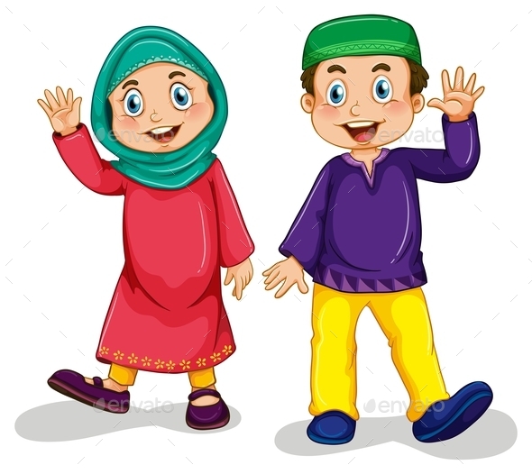 GraphicRiver Muslim Boy and Girl 10943869 GraphicRiver Muslim Boy and Girl 10943869