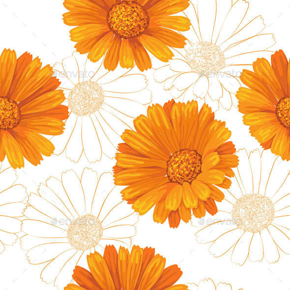 GraphicRiver Calendula Flowers Pattern 10945155 GraphicRiver Calendula Flowers Pattern 10945155