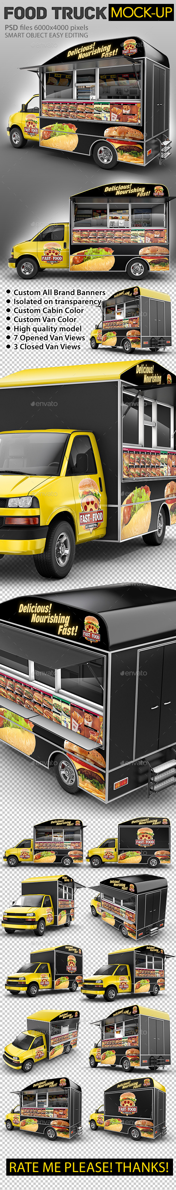 Food Truck Mock-Up. Van eatery mockup.