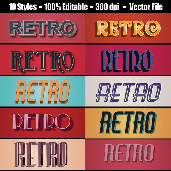 3D Vintage/Retro Text Style