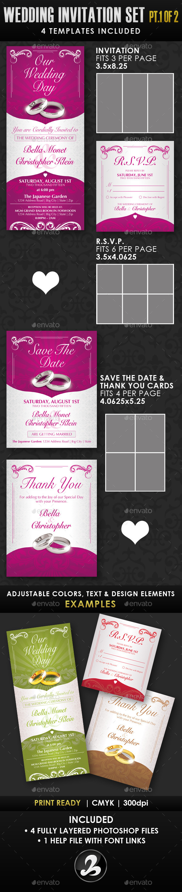 Wedding Invitation Template Set - Vol.1a