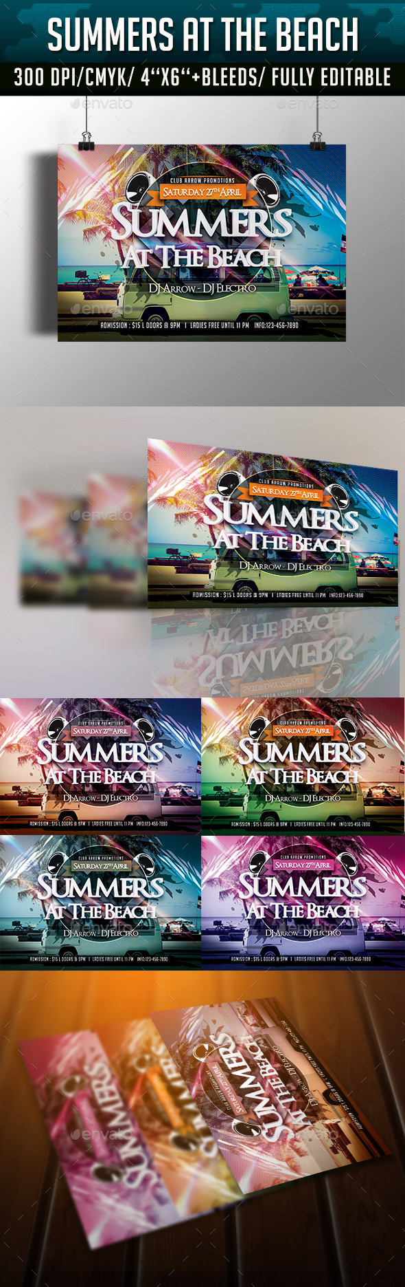 Summers at the Beach Flyer Template (Clubs & Parties)