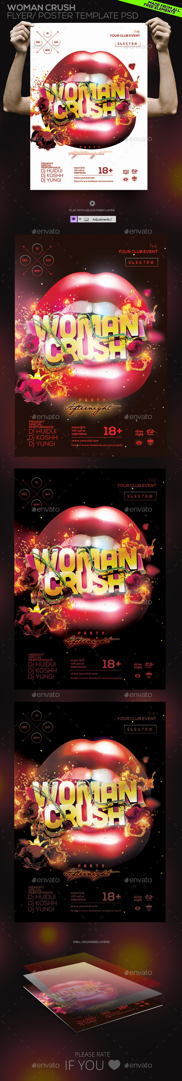 GraphicRiver Woman Crush Flyer Poster Template PSD 10950726 GraphicRiver Woman Crush Flyer Poster Template PSD 10950726