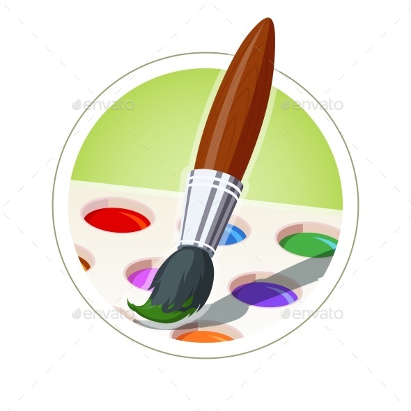 Brush and Set of Paint (Man-made Objects)