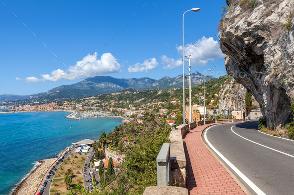 Road along Mediterranean coast in Italy. (Misc) Photo Download