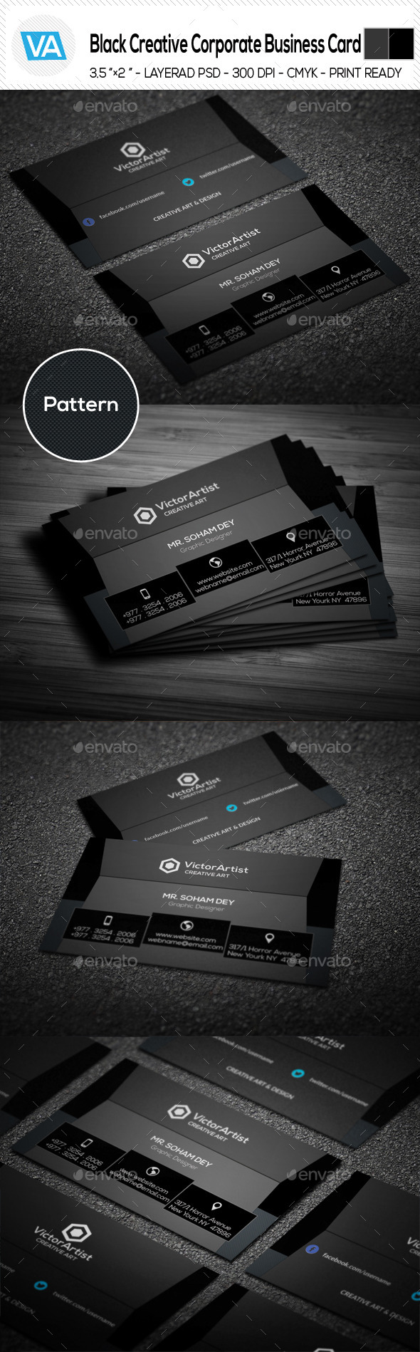 GraphicRiver Black Creative Corporate Business Card 10955110 GraphicRiver Black Creative Corporate Business Card 10955110