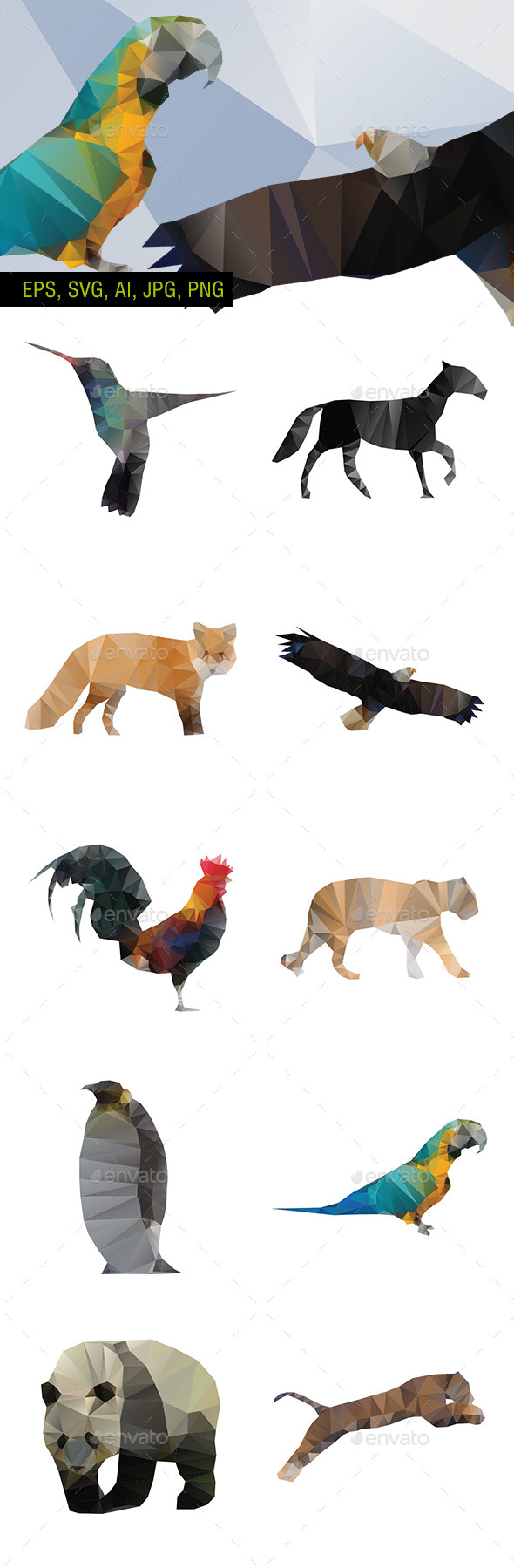 GraphicRiver Polygon Vector Animals pack of 10 10955407 GraphicRiver Polygon Vector Animals pack of 10 10955407