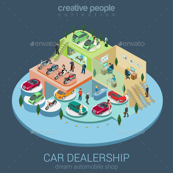 GraphicRiver Car Dealership Isometric 10957352 GraphicRiver Car Dealership Isometric 10957352