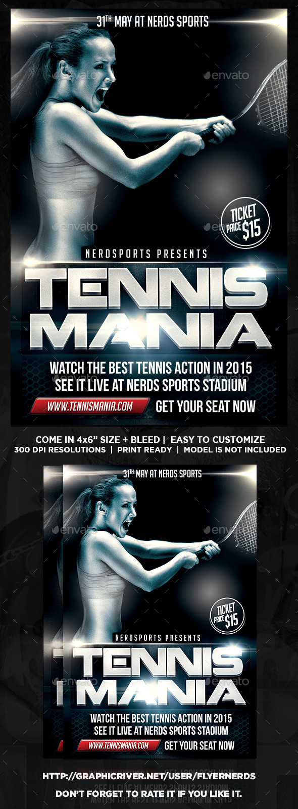 GraphicRiver Tennis Mania Sports Flyer 10958229 GraphicRiver Tennis Mania Sports Flyer 10958229