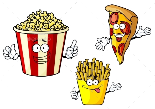 GraphicRiver Junk Food Cartoons 10958262 GraphicRiver Junk Food Cartoons 10958262