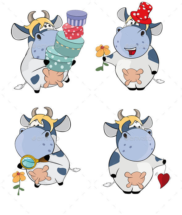 GraphicRiver Cow Cartoons 10958304 GraphicRiver Cow Cartoons 10958304