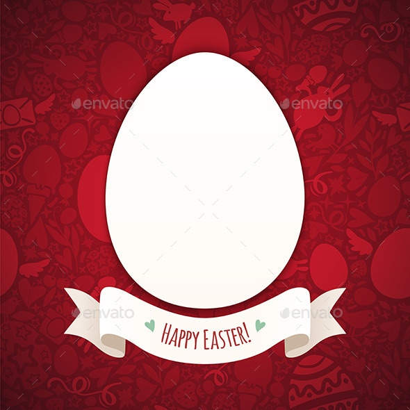 GraphicRiver Red Happy Easter Poster With Egg 10941432 GraphicRiver Red Happy Easter Poster With Egg 10941432