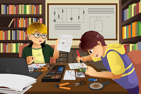 GraphicRiver Two Kids Working on an Electronic Project 10960580 GraphicRiver Two Kids Working on an Electronic Project 10960580