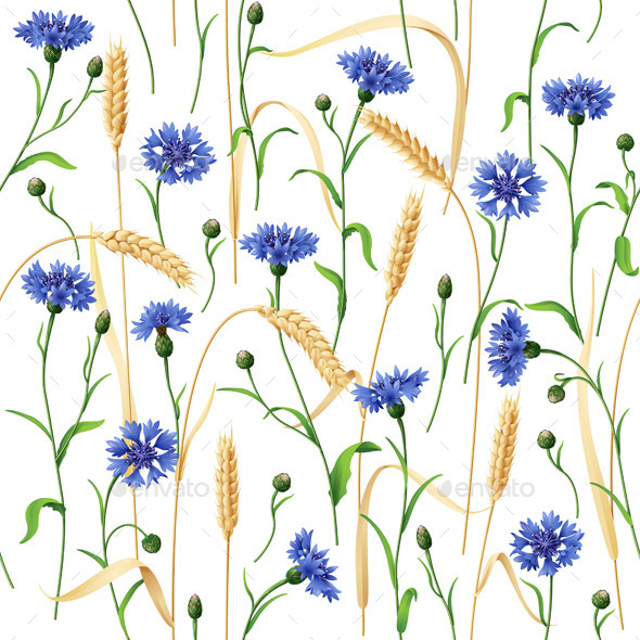 GraphicRiver Cornflowers and Wheat Ears Pattern 10961904 GraphicRiver Cornflowers and Wheat Ears Pattern 10961904