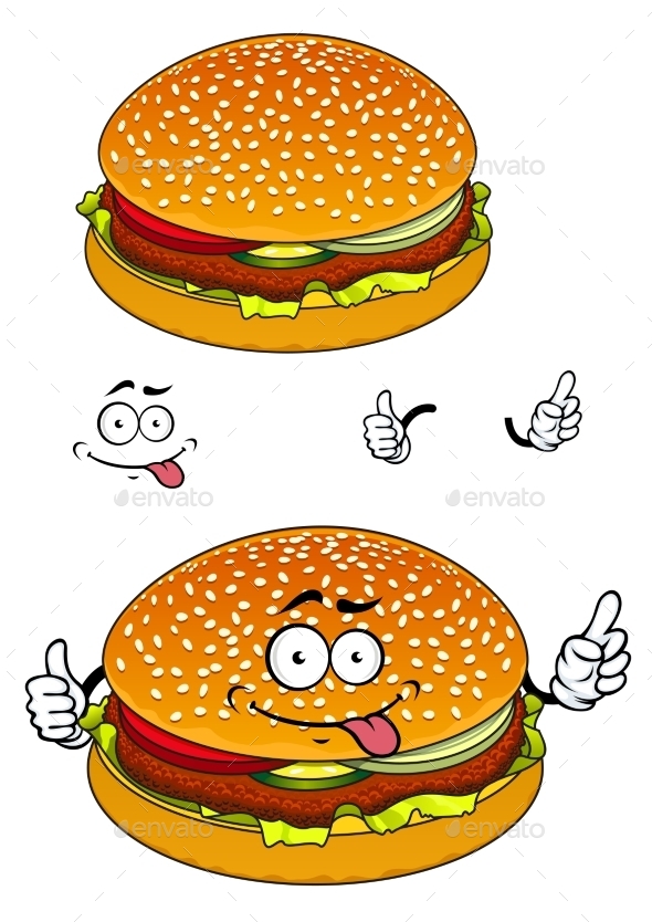 GraphicRiver Hamburger Cartoon Character 10962180 GraphicRiver Hamburger Cartoon Character 10962180
